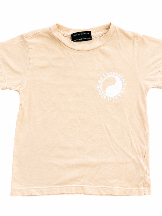 Tiny Whales Other - Tiny Whales Peach Graphic Tee Size 2T GUC Yin Yang “Be Excellent to Each Other”